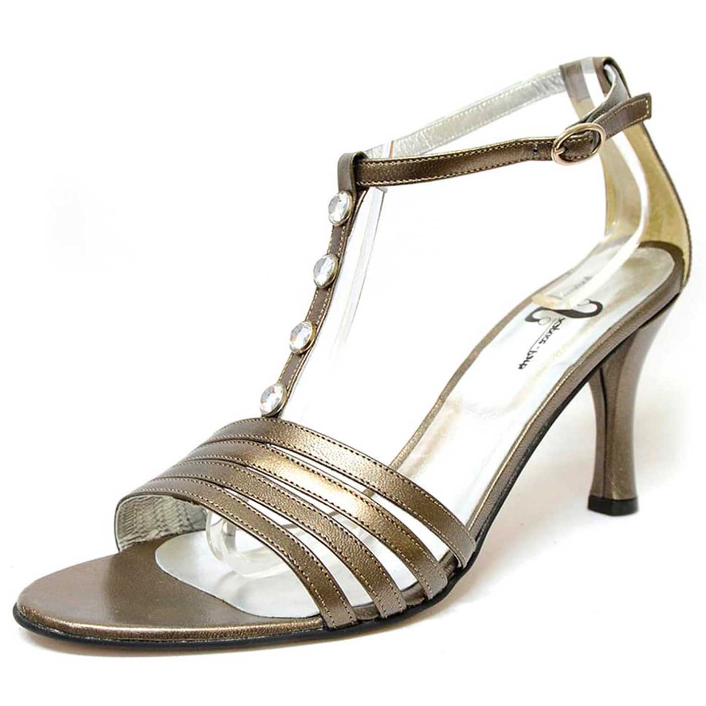 sandales cuir lisse bronze metallise, chaussures femme grande taille