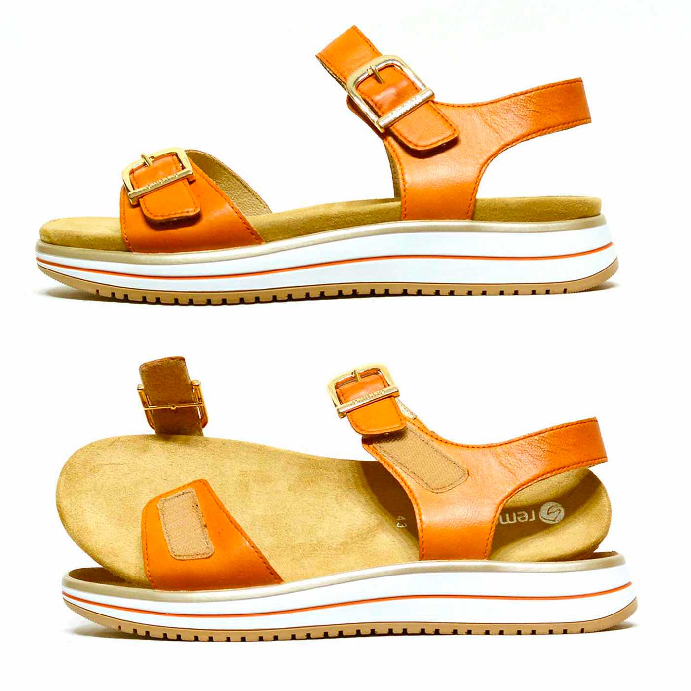 Damenschuhe Sandaletten in Übergrößen Orange Glattleder