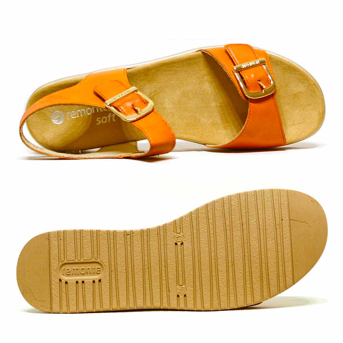 Damenschuhe Sandaletten in Übergrößen Orange Glattleder