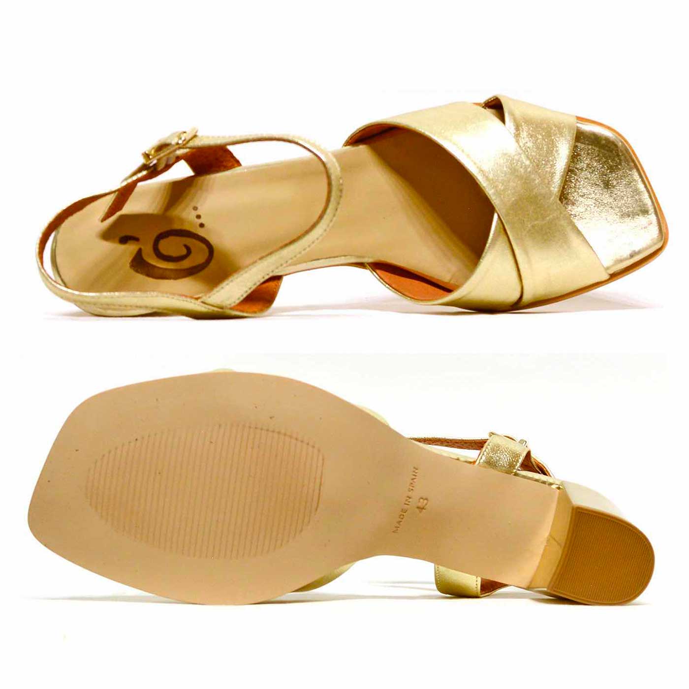 Damenschuhe Sandalen in Übergrößen Golden Glattleder