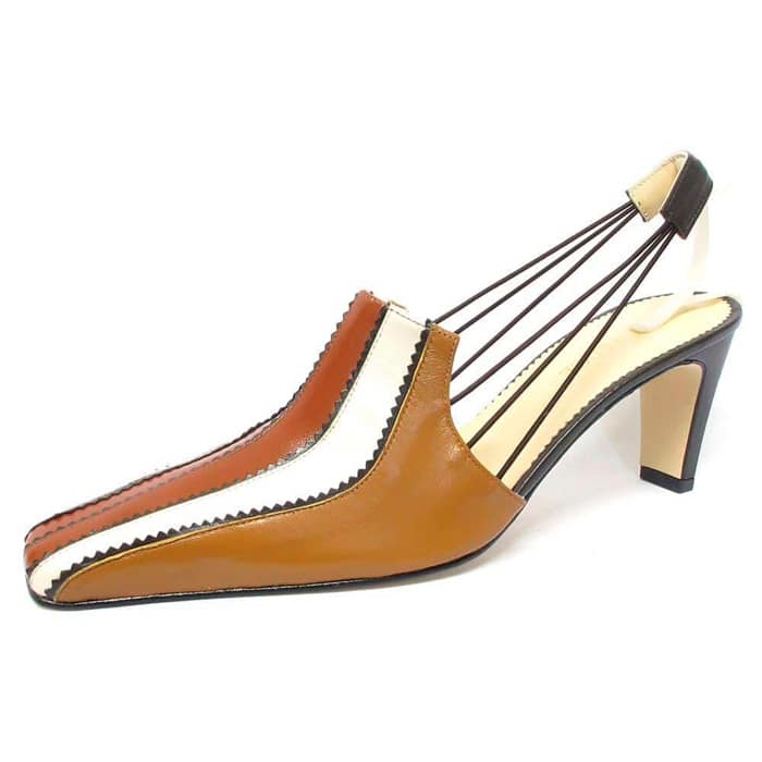 sandales femme grande taille du 40 au 48, cuir lisse blanc marron multicolore, talon de 7 à 8 cm, fantaisie, printemps