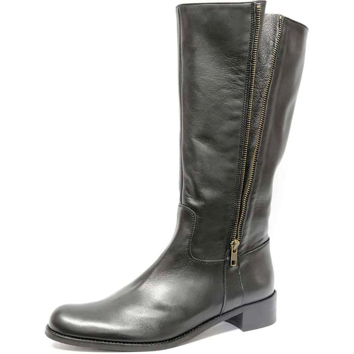 bottes femme grande taille du 40 au 48, cuir lisse noir, talon de 3 à 4 cm, mode tendance bottes mollets larges, hiver