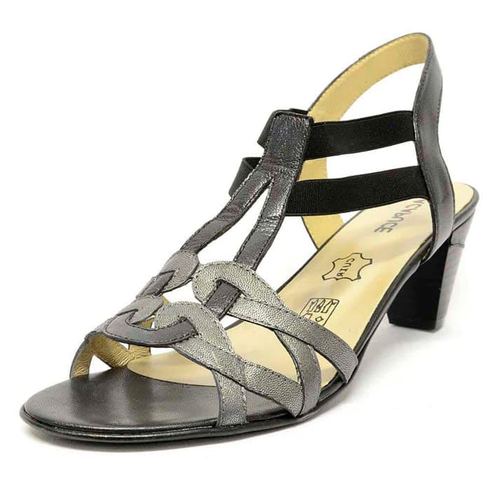 sandales femme grande taille du 40 au 48, cuir lisse noir, talon de 5 à 6 cm, , printemps