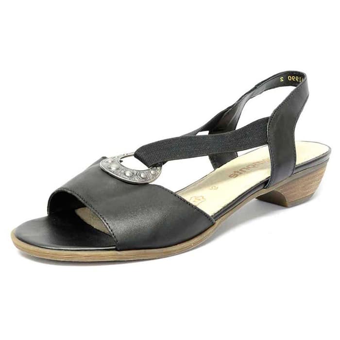 sandales femme grande taille du 40 au 48, cuir lisse noir, talon de 3 à 4 cm, souples detente, chaussures pour l'été