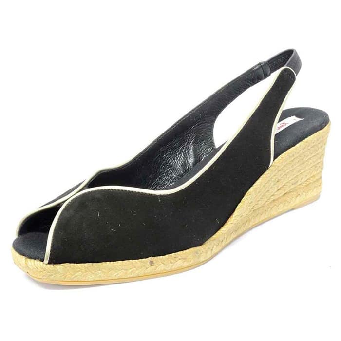 sandales femme grande taille du 40 au 48, toile noir, talon de 5 à 6 cm, mode detente talons compensés, chaussures pour l'été