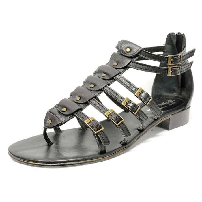 sandalettes femme grande taille du 40 au 48, cuir lisse noir, talon de 0,5 à 2 cm, tendance sandales plates detente, printemps