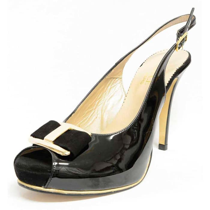 sandales femme grande taille du 40 au 48, vernis noir, talon de  9 cm et plus, à patins de soiree fantaisie, chaussures pour l'été
