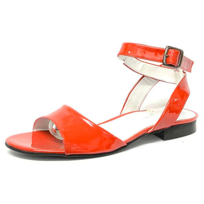 sandalettes femme grande taille du 40 au 48, vernis rouge, talon de 0,5 à 2 cm, sandales plates, chaussures pour l'été
