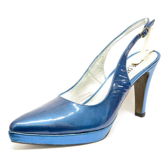 sandales femme grande taille du 40 au 48, vernis bleu, talon de  9 cm et plus, à patins de soiree, printemps
