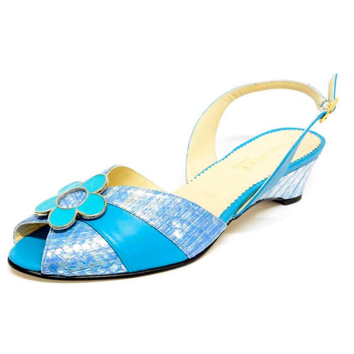 sandales femme grande taille du 40 au 48, ecailles bleu, talon de 3 à 4 cm, fantaisie, chaussures pour l'été