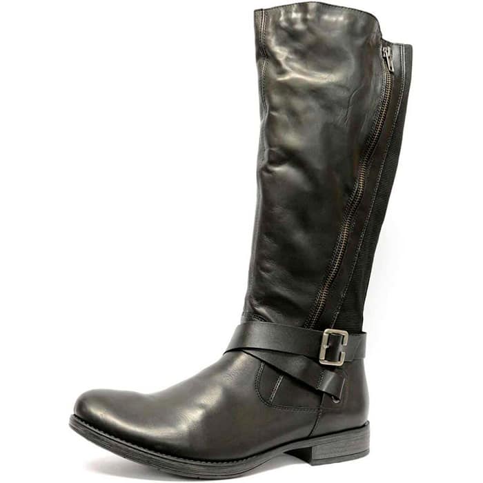 bottes femme grande taille du 40 au 48, cuir lisse noir, talon de 0,5 à 2 cm, souples confort bottes mollets larges, hiver