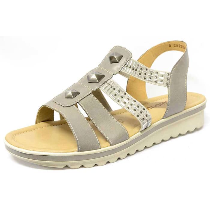 sandalettes femme grande taille du 40 au 48, simili cuir beige, talon de 0,5 à 2 cm, sandales plates confort detente, chaussures pour l'été