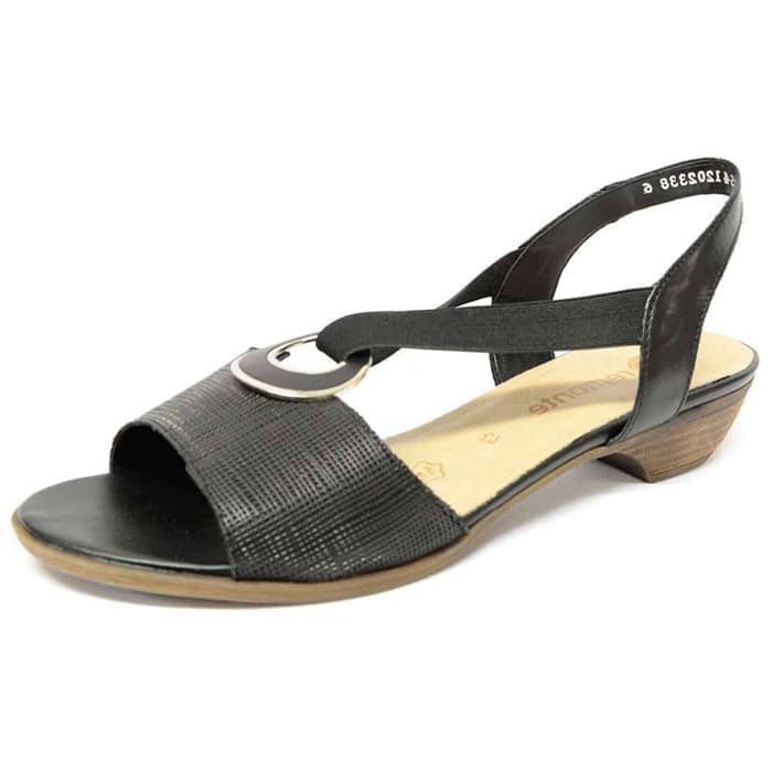 sandales femme grande taille du 40 au 48, cuir lisse noir, talon de 3 à 4 cm, souples detente, chaussures pour l'été