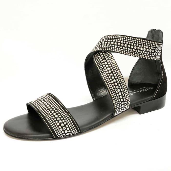 sandalettes femme grande taille du 40 au 48, velours noir, talon de 0,5 à 2 cm, mode plates sandales plates, chaussures pour l'été