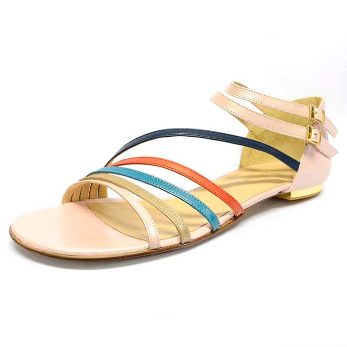 sandalettes femme grande taille du 40 au 48, cuir lisse multicolore, talon de 0,5 à 2 cm, plates sandales plates fantaisie, chaussures pour l'été