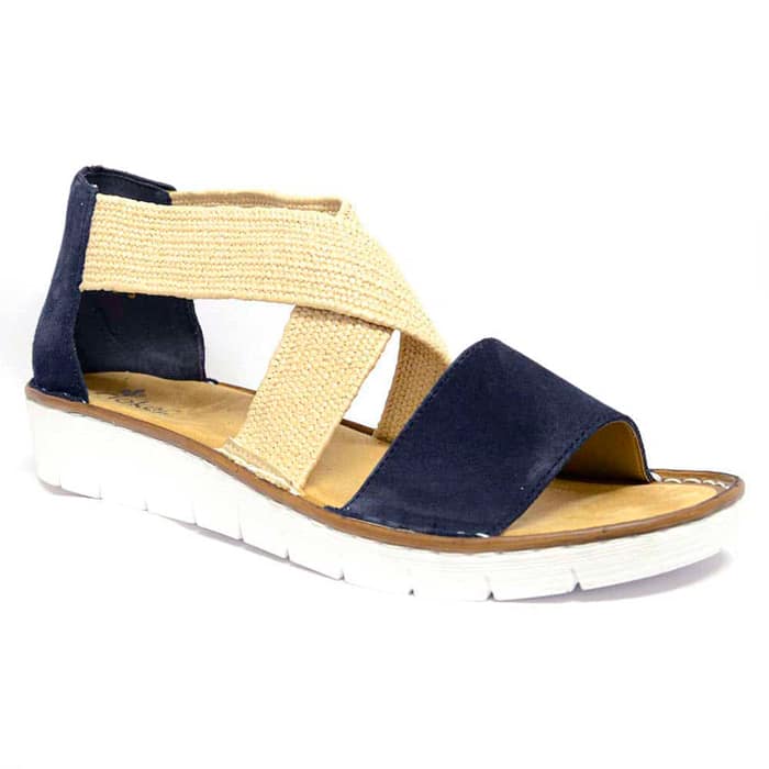 sandalettes femme grande taille du 40 au 48, velours bleu, talon de 3 à 4 cm, sandales plates confort detente, chaussures pour l'été