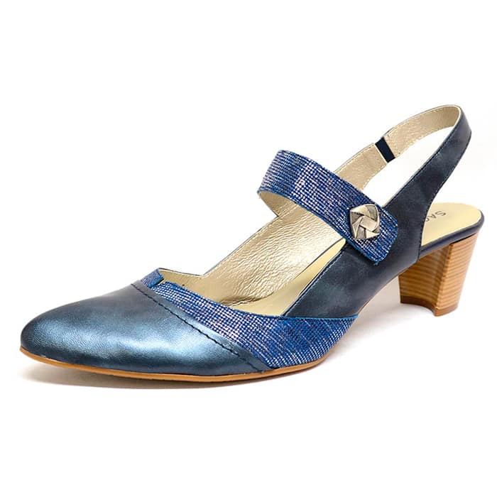 sandales femme grande taille du 40 au 48, cuir lisse bleu, talon de 5 à 6 cm, habillee sandales talons hauts, printemps