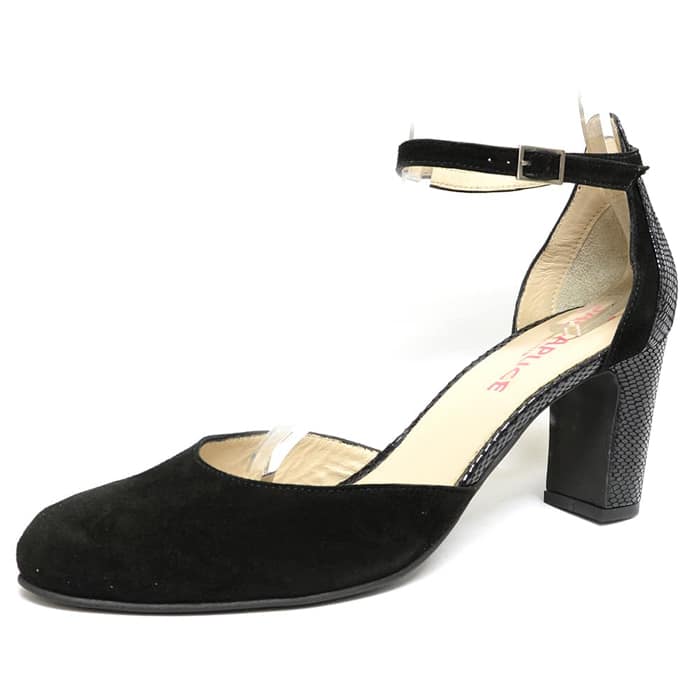 sandales femme grande taille du 40 au 48, velours noir, talon de 7 à 8 cm, tendance confort, printemps