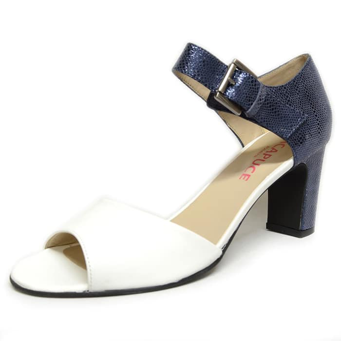 sandales femme grande taille du 40 au 48, cuir lisse blanc bleu multicolore, talon de 7 à 8 cm, habillee sandales talons hauts, chaussures pour l'été