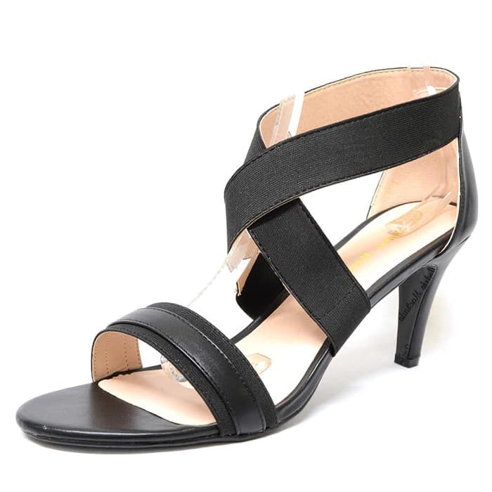 sandales femme grande taille du 40 au 48, simili cuir noir, talon de 7 à 8 cm, habillee pas cheres sandales talons hauts, chaussures pour l'été