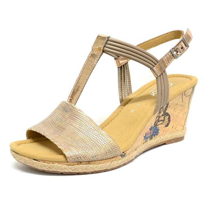 sandales femme grande taille du 40 au 48, brillant beige metallise, talon de 7 à 8 cm, sandales talons hauts talons compensés, chaussures pour l'été