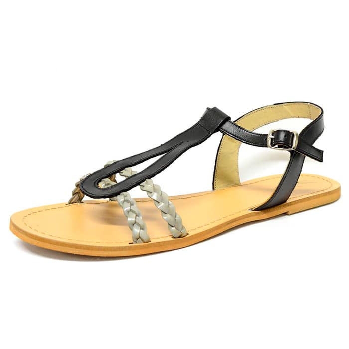 sandalettes femme grande taille du 40 au 48, cuir lisse beige multicolore noir, talon de 0,5 à 2 cm, pas cheres sandales plates, chaussures pour l'été