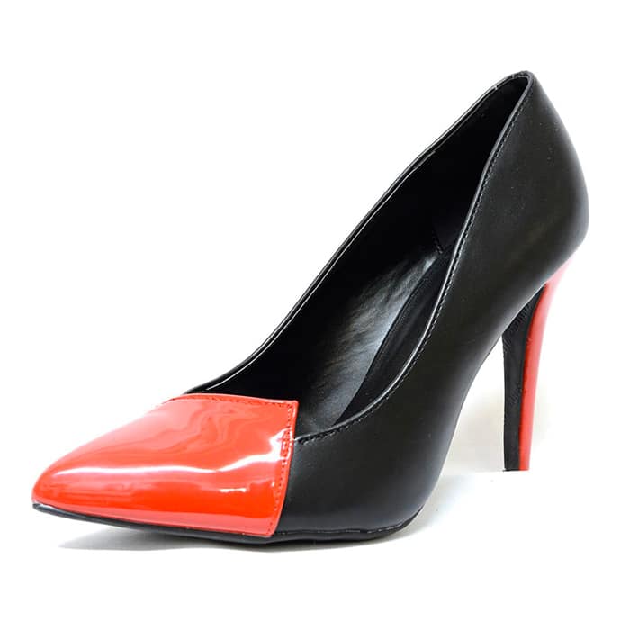 escarpins femme grande taille du 40 au 48, simili cuir multicolore noir rouge, talon de  9 cm et plus, habillee ensemble sac chaussure pas cheres, toutes saisons