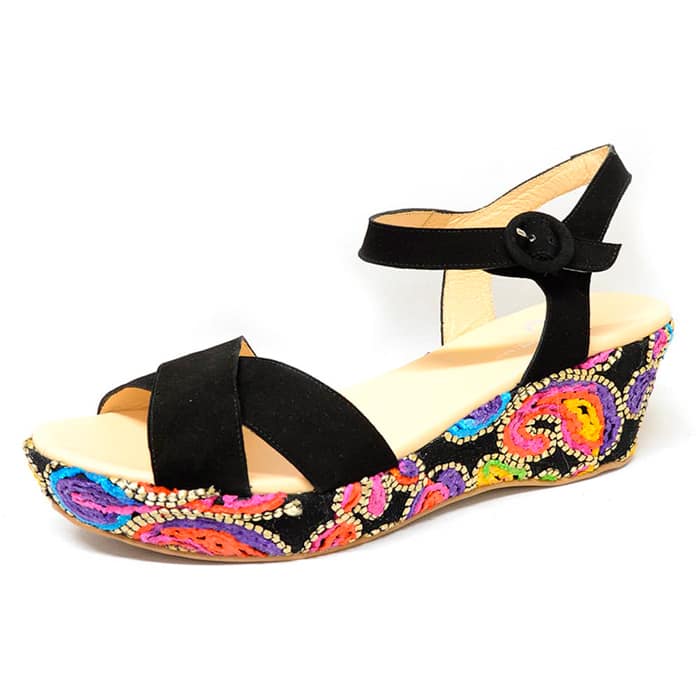 sandales femme grande taille du 40 au 48, velours multicolore noir, talon de 5 à 6 cm, à patins sandales talons hauts fantaisie, chaussures pour l'été