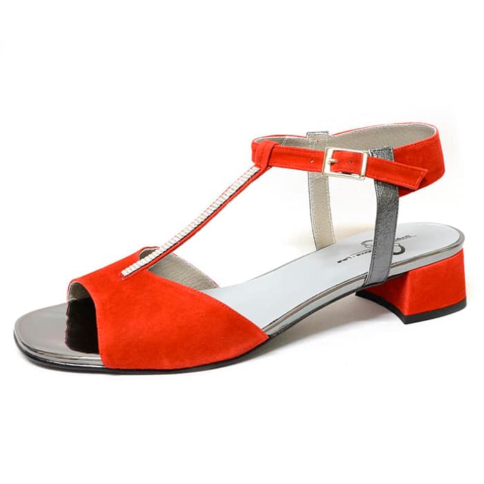 sandales femme grande taille du 40 au 48, velours rouge, talon de 3 à 4 cm, habillee sandales plates, chaussures pour l'été