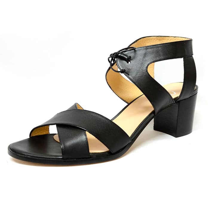 sandales femme grande taille du 40 au 48, cuir lisse noir, talon de 5 à 6 cm, sandales talons hauts fantaisie, chaussures pour l'été
