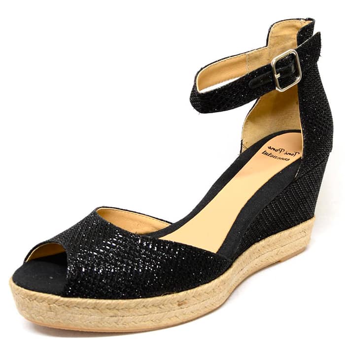 sandales femme grande taille du 40 au 48, brillant noir, talon de 7 à 8 cm, à patins sandales talons hauts talons compensés fantaisie, chaussures pour l'été