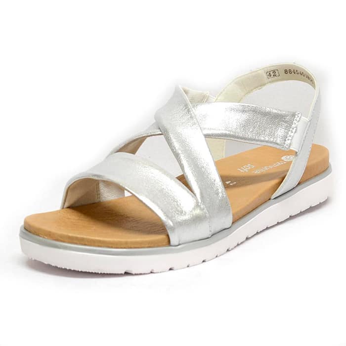 sandales femme grande taille du 40 au 48, brillant argent metallise, talon de 0,5 à 2 cm, confort detente, chaussures pour l'été