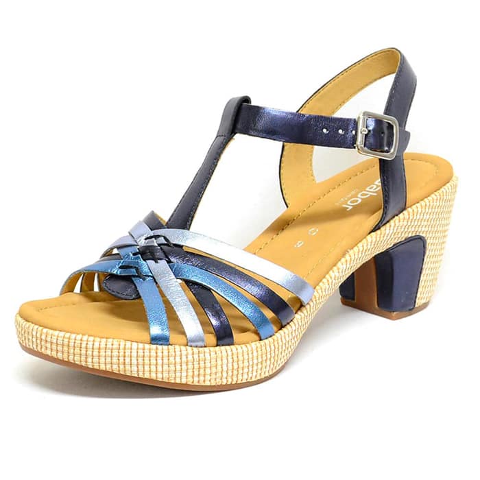 sandales femme grande taille du 40 au 48, brillant bleu metallise, talon de 7 à 8 cm, à patins tendance sandales talons hauts confort detente fantaisie, chaussures pour l'été