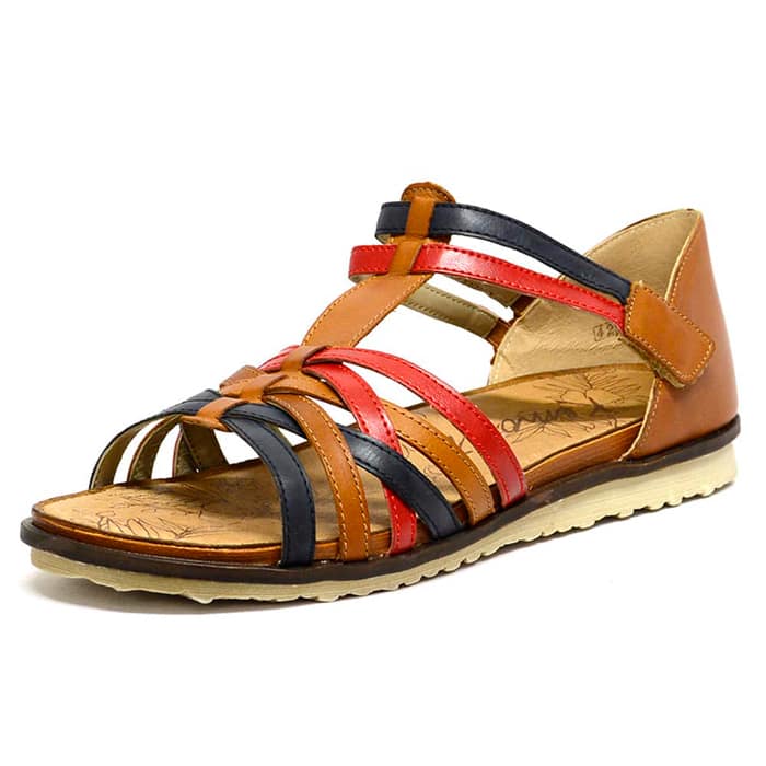 sandalettes femme grande taille du 40 au 48, cuir lisse marron multicolore, talon de 0,5 à 2 cm, sandales plates confort detente, chaussures pour l'été