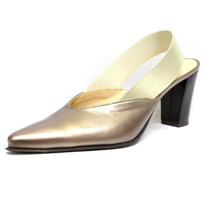 sandales femme grande taille du 40 au 48, brillant bronze metallise, talon de 7 à 8 cm, bout pointu habillee sandales talons hauts, chaussures pour l'été