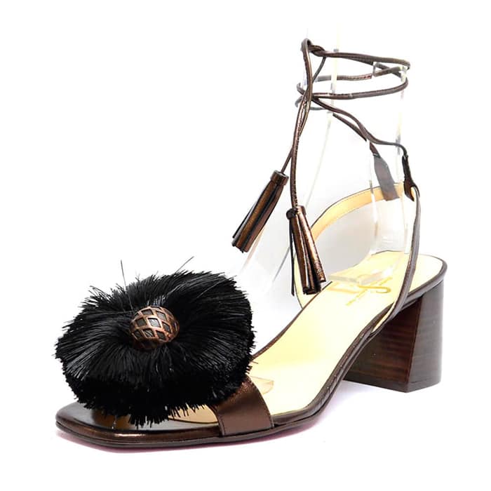 sandales femme grande taille du 40 au 48, cuir lisse marron, talon de 7 à 8 cm, , chaussures pour l'été