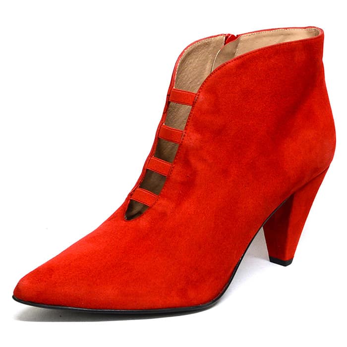 bottines femme grande taille du 40 au 48, velours rouge, talon de 7 à 8 cm, tendance confort bottes talons hauts, toutes saisons