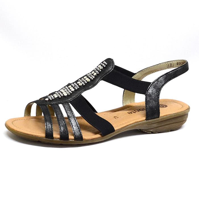 sandales femme grande taille du 40 au 48, cuir lisse noir, talon de 3 à 4 cm, plates sandales plates confort detente, chaussures pour l'été