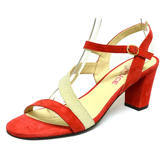 sandales femme grande taille du 40 au 48, brillant rouge or, talon de 7 à 8 cm, de soiree sandales talons hauts, chaussures pour l'été