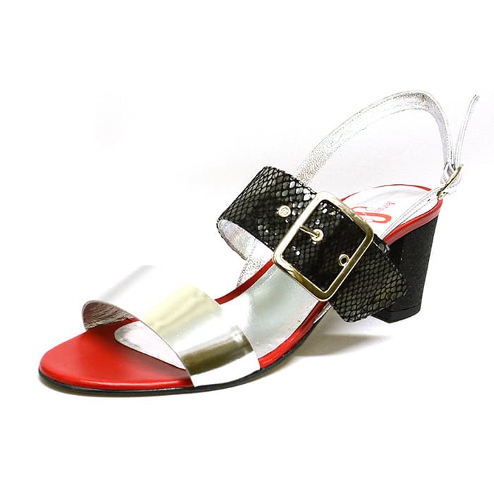 sandales femme grande taille du 40 au 48, métallisées argent multicolore noir rouge, talon de 5 à 6 cm, tendance sandales talons hauts fantaisie, toutes saisons