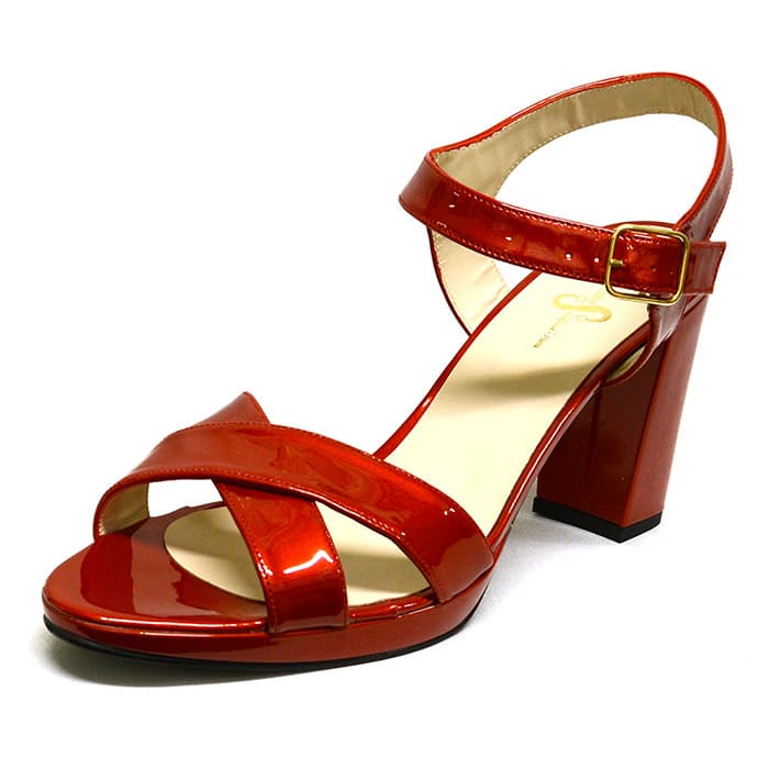 sandales femme grande taille du 40 au 48, vernis rouge, talon de  9 cm et plus, à patins mode talon haut habillee sandales talons hauts detente, toutes saisons