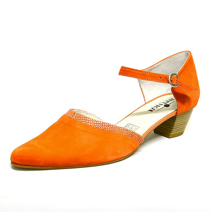 sandales femme grande taille du 40 au 48, velours orange, talon de 3 à 4 cm, bout pointu de soiree detente, chaussures pour l'été