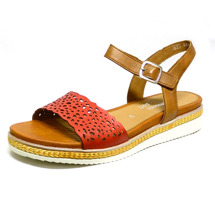 sandales femme grande taille du 40 au 48, cuir lisse rouge, talon de 3 à 4 cm, plates sandales plates confort detente, chaussures pour l'été