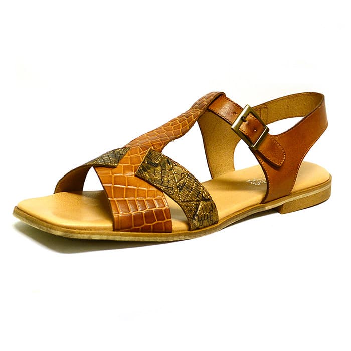 sandales femme grande taille du 40 au 48, cuir lisse marron metallise, talon de 0,5 à 2 cm, sandales plates confort detente, chaussures pour l'été