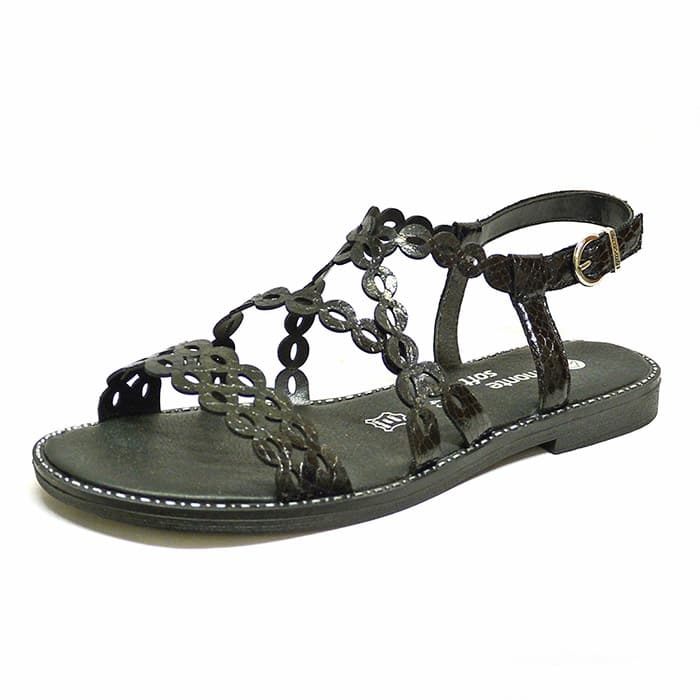 sandales femme grande taille du 40 au 48, vernis noir, talon de 0,5 à 2 cm, tendance sandales plates detente, chaussures pour l'été