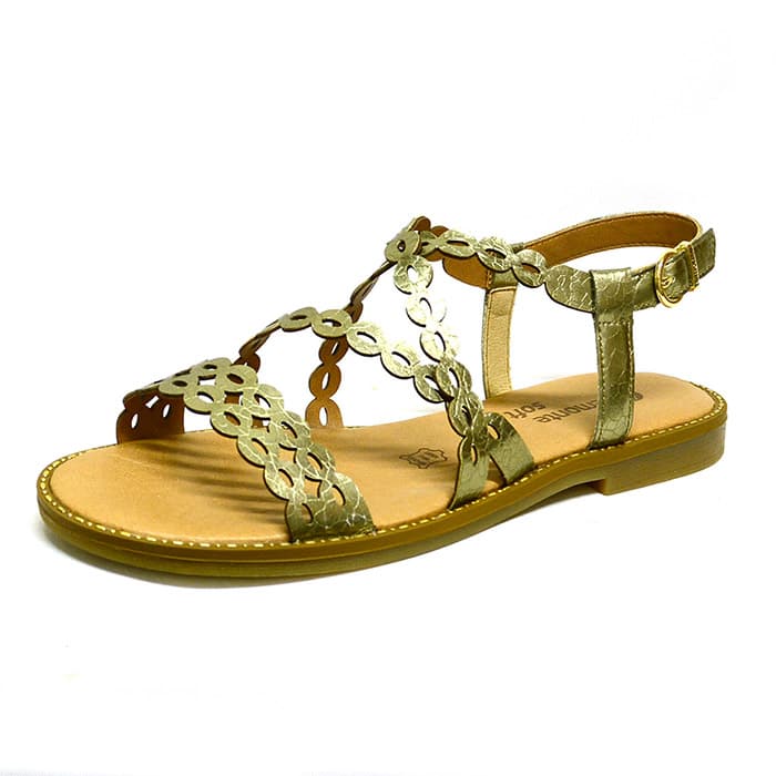 sandales femme grande taille du 40 au 48, métallisées or, talon de 0,5 à 2 cm, tendance sandales plates detente, chaussures pour l'été