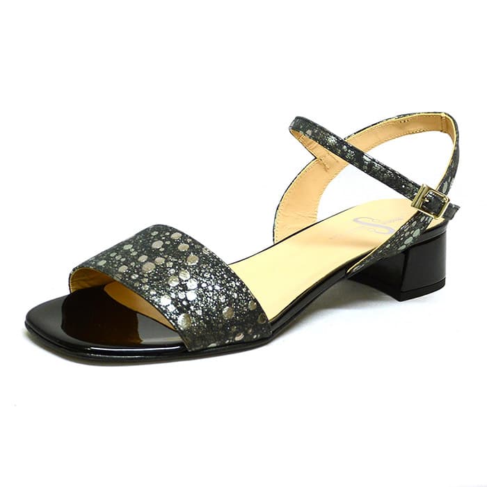 sandales femme grande taille du 40 au 48, métallisées gris noir, talon de 3 à 4 cm, habillee detente, chaussures pour l'été