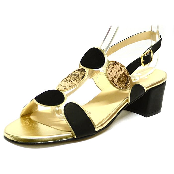 sandales femme grande taille du 40 au 48, cuir lisse multicolore noir, talon de 5 à 6 cm, mode habillee detente, chaussures pour l'été