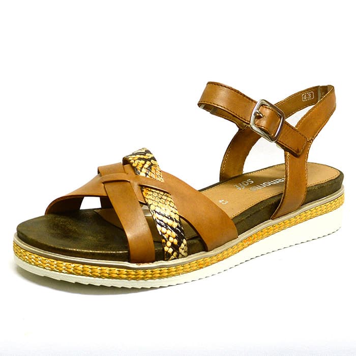 sandales femme grande taille du 40 au 48, cuir lisse marron, talon de 3 à 4 cm, sandales plates confort detente, chaussures pour l'été