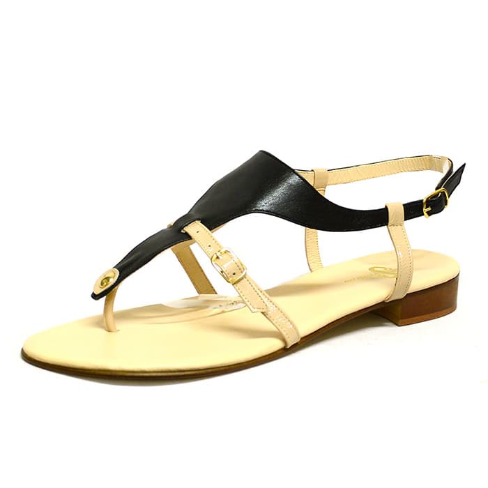 sandales femme grande taille du 40 au 48, cuir lisse beige multicolore noir, talon de 0,5 à 2 cm, plates sandales plates, chaussures pour l'été